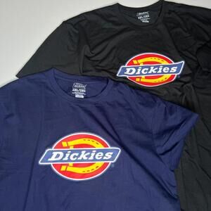 Lot of 2 Dickies Logo T-Shirt 2XL Black Navy Blue 100% Cotton Men’s Workwear Tee